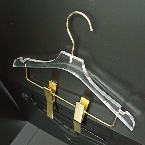 Acrylic Children's Coat Hanger with Clips 32 cm Wide