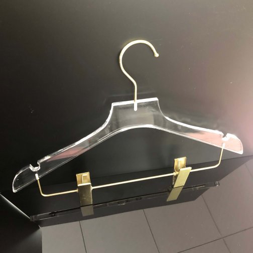 Acrylic Suit Pants Hanger 38 cm Wide with Drop Hanging Clips Flat Top