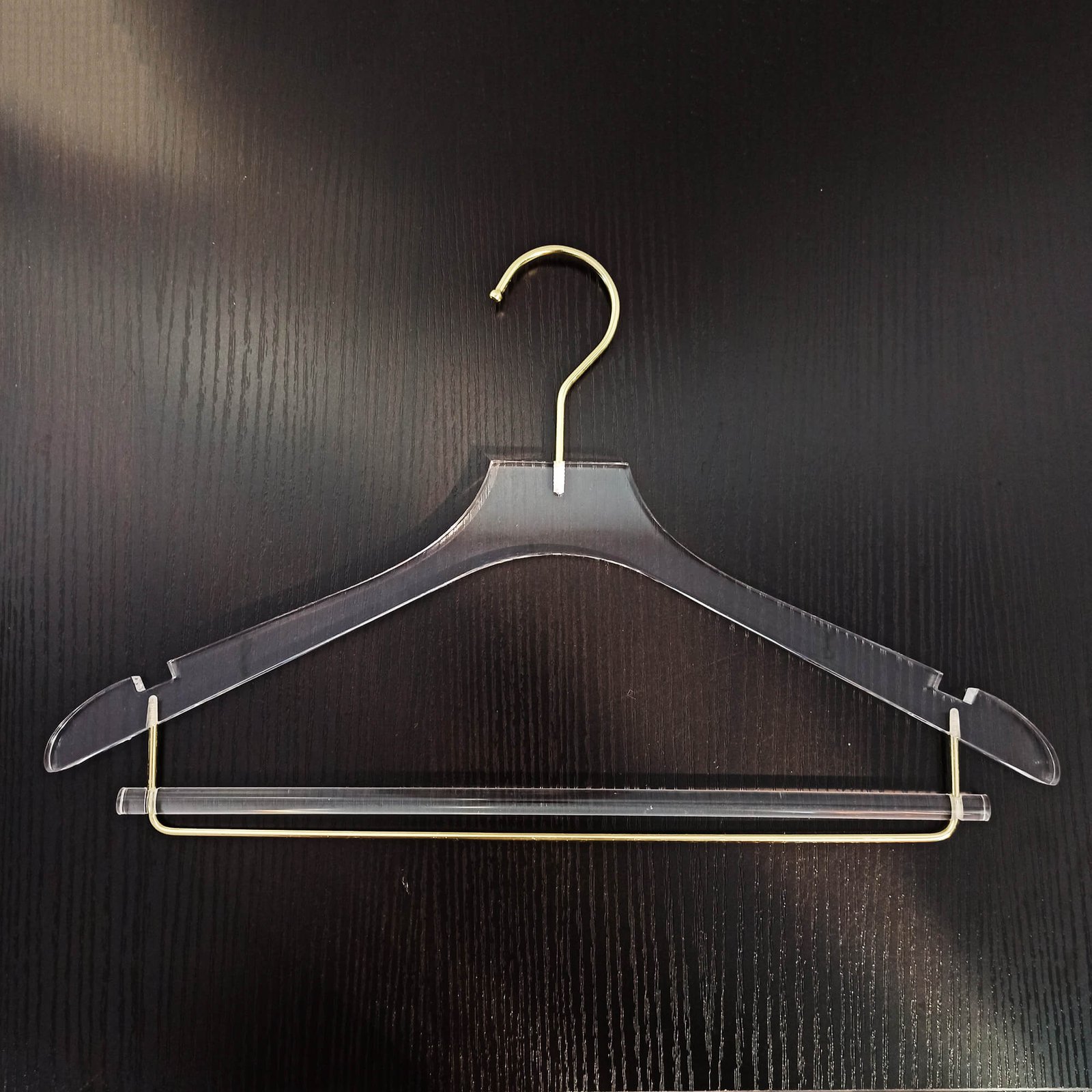 Acrylic Suit Pants Hanger with a Drop-hanging Plexi-bar