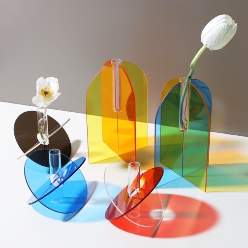 Arched-Door Design Acrylic Flower Vase with Central Tube