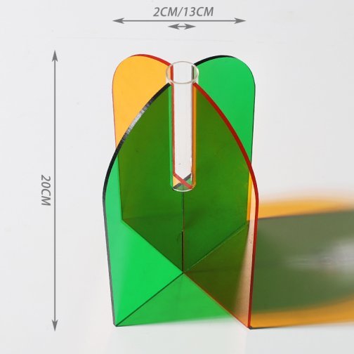 Arched-Door Design Acrylic Flower Vase with Central Tube - Orange+Green