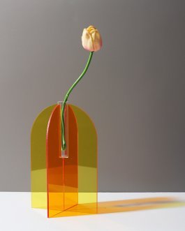 Arched-Door Design Acrylic Flower Vase with Central Tube