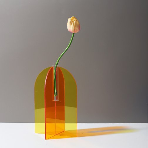 Arched-Door Design Acrylic Flower Vase with Central Tube