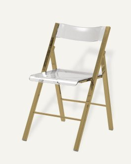 Clear Acrylic Folding Chair with Gold/Silver Frame