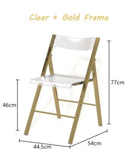 Clear Acrylic Folding Chair with Gold/Silver Frame