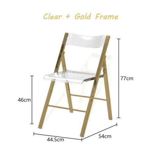 Clear Acrylic Folding Chair with Gold/Silver Frame