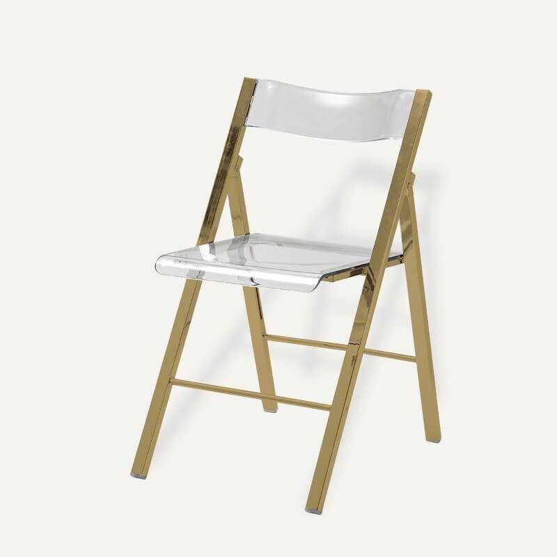 Clear Acrylic Folding Chair with Gold Silver Frame