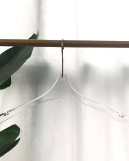 Clear Acrylic Hangers 39 cm Wide with 23 mm Thick Notched Arms Sharp Top Style