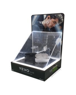 Custom Acrylic Display Case Box With Black Base Dust-free Countertop Sports Earphone Stand