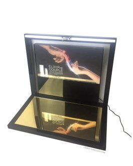 Custom Acrylic Display Mirror-Based LED Lightened-Backboard Cosmetic Point of Purchase Stand