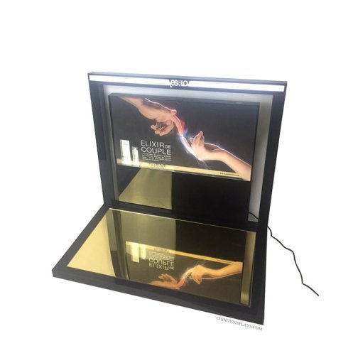 Custom Acrylic Display Mirror-Based LED Lightened-Backboard Cosmetic Point of Purchase Stand