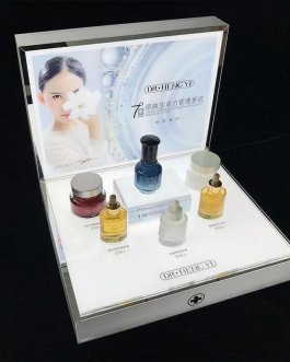 Custom Acrylic Skincare Display Stand with LED Highlighting