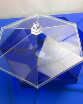 Custom Hexagon Blue Translucent Acrylic Candy Box with Clear Lid