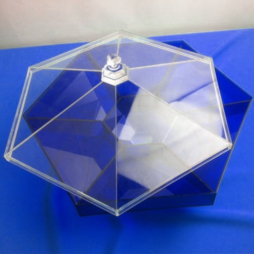 Custom Hexagon Blue Translucent Acrylic Candy Box with Clear Lid