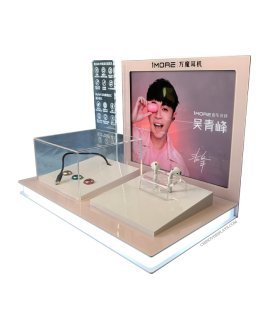 Custom POP Display Bluetooth Earphone Acrylic Display With LED Lighting Base