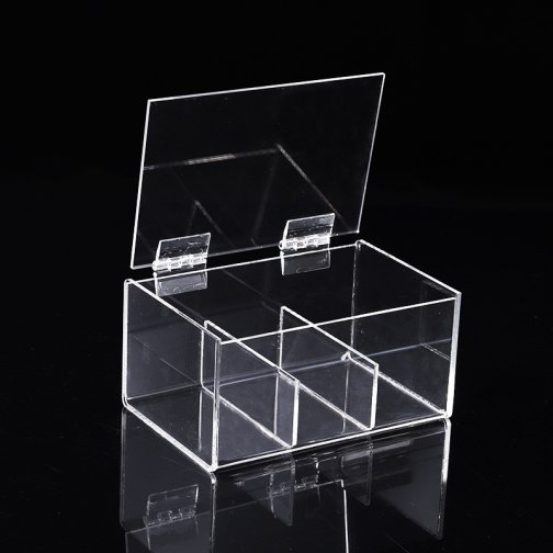 Customizable Clear Acrylic Box with Dividers & Hinged Lid