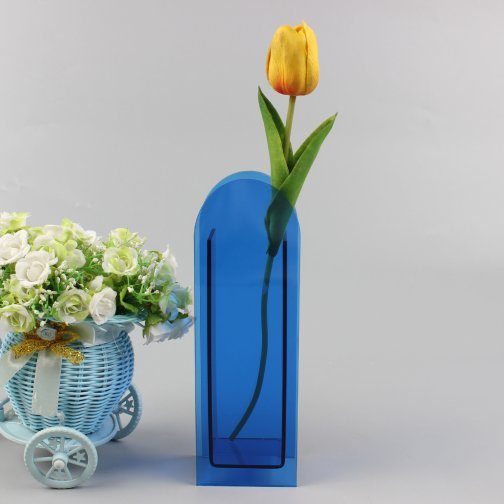 Minimalist Colorful Acrylic Flower Vase - Blue