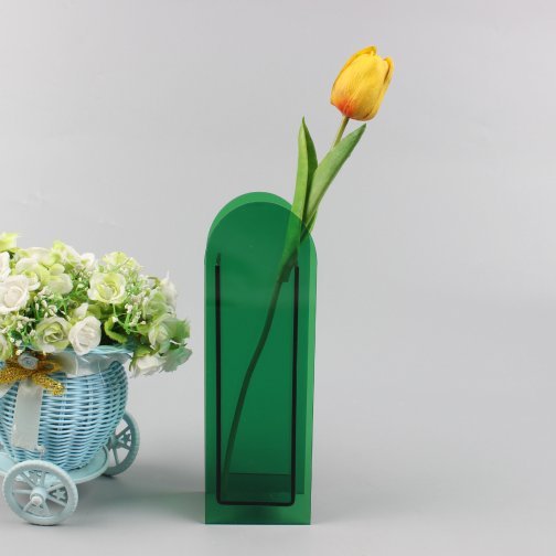 Minimalist Colorful Acrylic Flower Vase - Green