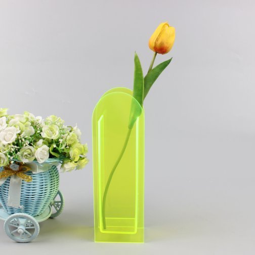 Minimalist Colorful Acrylic Flower Vase - Neon-green