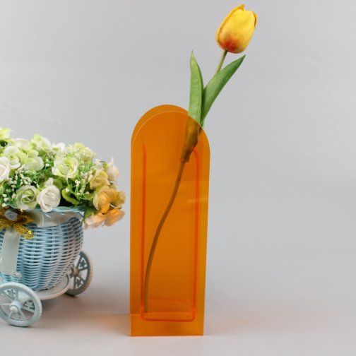 Minimalist Colorful Acrylic Flower Vase - Orange