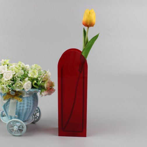 Minimalist Colorful Acrylic Flower Vase - Red