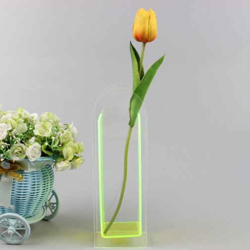 Minimalist Colorful Acrylic Flower Vase - Semi-Neon-green