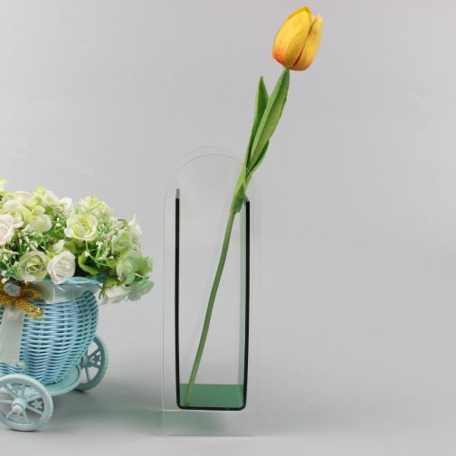 Minimalist Colorful Acrylic Flower Vase - Semi-green