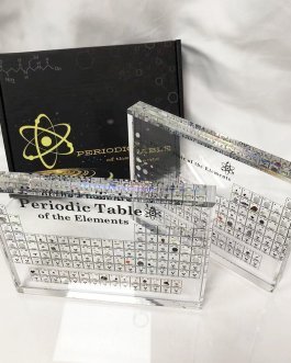 Periodic Table with Real Elements Beveled Edges Display Block