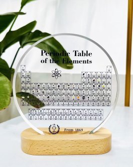 Round Periodic Table Display with Wood Base