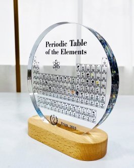 Round Periodic Table Display with Wood Base