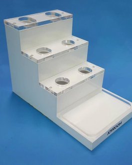 White Acrylic Stair-Style Display Riser with Clear Plexiglass Cover